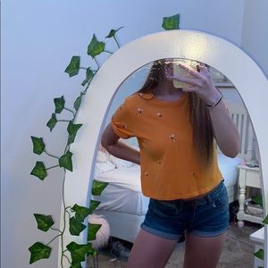 orange floral crop top